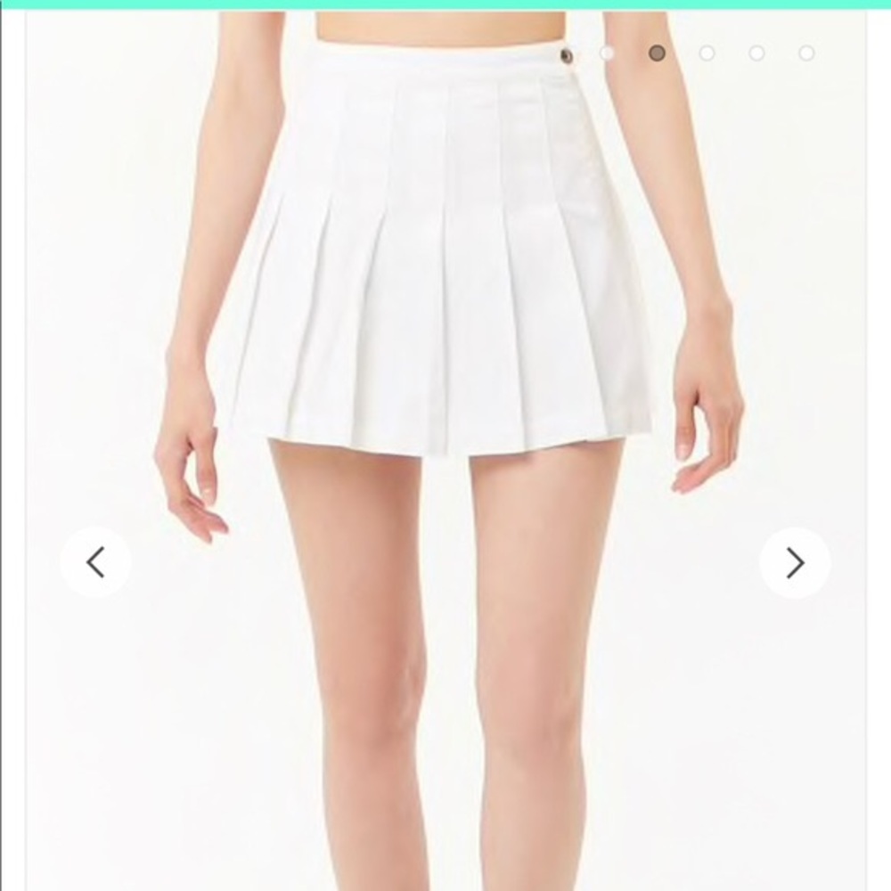 Forever 21 White Denim Pleated Tennis Skirt Med